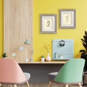 Set 2 Cuadros Herbario Floral Marco Espejo Dorado F - 43X50